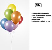 50x Ballonnen 12 inch pearl assortie 30cm - biologisch afbreekbaar - Festival feest party verjaardag landen helium lucht thema