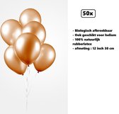 50x Ballonnen 12 inch pearl oranje 30cm - biologisch afbreekbaar - Festival feest party verjaardag landen helium lucht thema