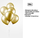 50x Ballonnen 12 inch pearl goud 30cm - biologisch afbreekbaar - Festival feest party verjaardag landen helium lucht thema