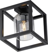 Moderne glazen plafondlamp Dentro | smoke / zwart / transparant | glas / metaal | Ø 15 cm | 25 x 25 cm | woonkamer lamp / slaapkamer lamp / hal en overloop lamp | modern design