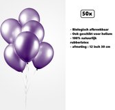 50x Ballonnen 12 inch pearl paars 30cm - biologisch afbreekbaar - Festival feest party verjaardag landen helium lucht thema