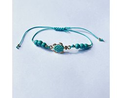 GoedeDoelen.Shop | Koordarmband Turquoise Turtle | Schildpad Armband | Koord Armband | In Maat Verstelbaar | Kleine En Grote Polsmaat | Sealife Protection | Save The Turtle | Statement Armband | Vriendschapsarmband | Unisex | Wellness-House