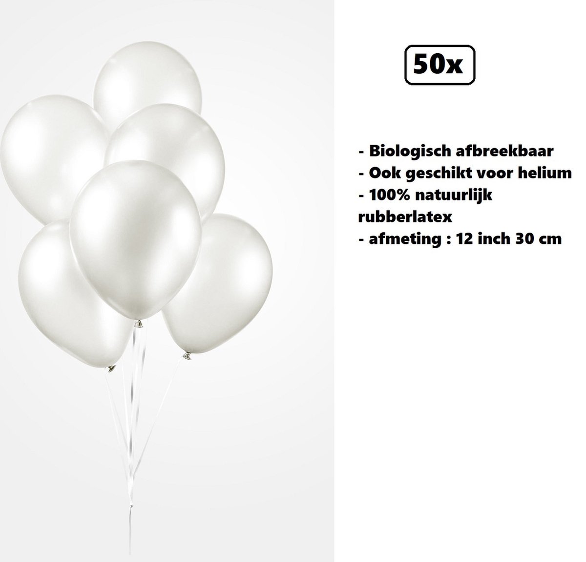 50x Ballons 12 pouces blanc perle 30cm - biodégradables - Festival party  fête