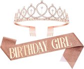 Setje Birthday Girl (Vanaf 8 jaar) - Verjaardagskroon en Sjerp - Rosé Goud