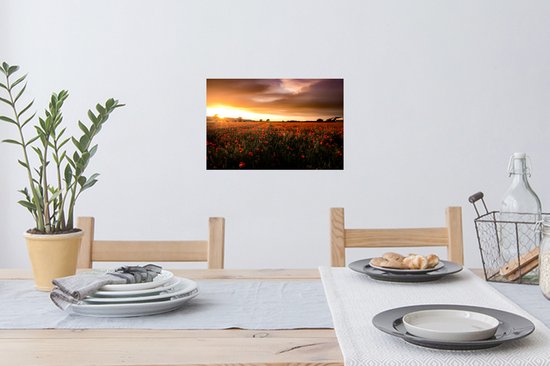Muurstickers - Sticker Folie - Zonsondergang over de Klaprozen in Engeland - 30x20 cm - Plakfolie - Muurstickers Kinderkamer - Zelfklevend Behang - Zelfklevend behangpapier - Stickerfolie