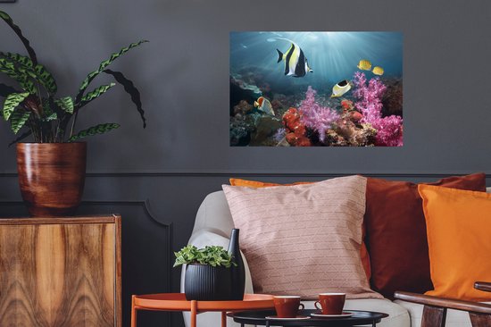 Stickers Stickers muraux - Corail coloré - 60x40 cm - Feuille adhésive