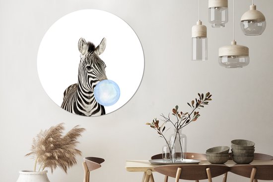 Papier peint autocollant kids - Décoration maison - Zebra - Animaux sauvages - Garçons - Chewing gum - Blauw - Enfant - 120x120 cm - Décoration murale chambre filles - Décoration chambres d'enfants