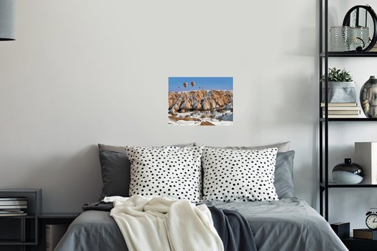 Sticker Muursticker Cappadoce - Montagnes enneigées de Cappadoce en Turquie - 40x30 cm - film adhésif autocollant - sticker mural repositionnable