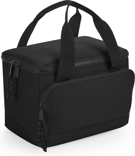 Kleine koeltas/lunch tas - incl. koelelement - 24 x 17 x 17 cm - 2 vakken - zwart van Merkloos — afbeelding 2