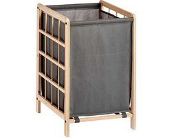 Kipit Wasmand Woodbox - met opvang waszak - 50 liter compartiment - 40 x 33 x 60 cm