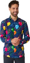 Suitmeister Confetti Balloons - Heren Overhemd - Ballonnen Carnaval Kostuum - Blauw - Maat: S