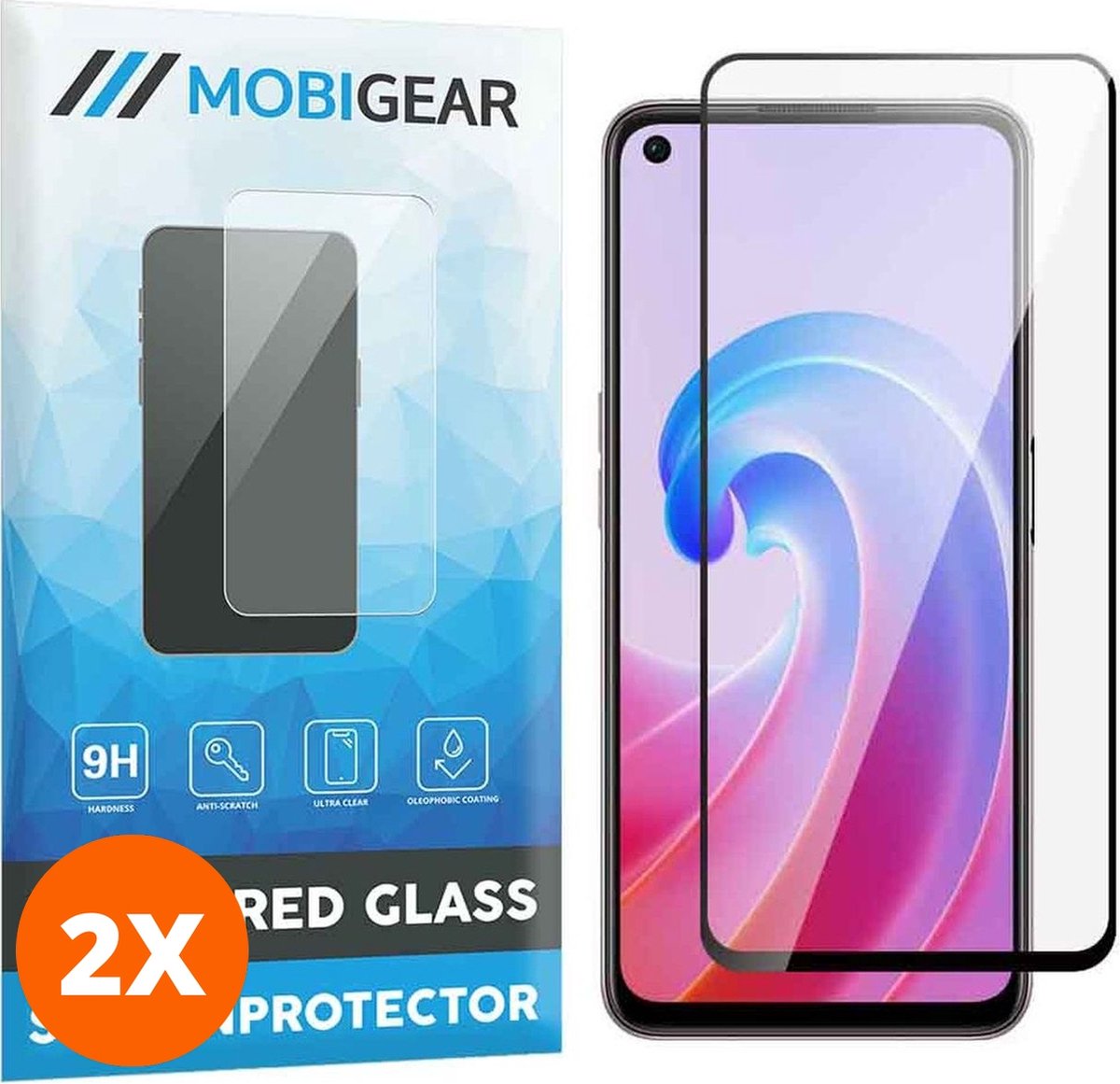 Mobigear Screenprotector geschikt voor OPPO A96 Glazen | Mobigear Premium Screenprotector - Case Friendly - Zwart (3-Pack)