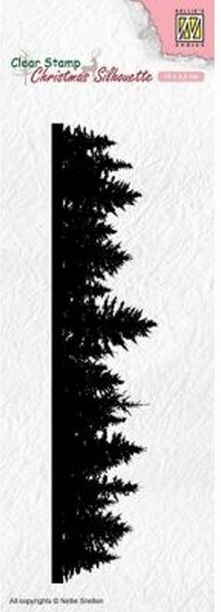 CSIL005 Silhouet stempel kerstbomen Nellie Snellen Clearstamp Dennenbomen rand