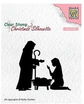 CSIL007 Clearstamp Nellie Snellen - stempel kerststal - nativity scene - jozef maria en Jezus kerststal