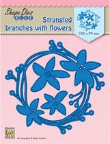 SDB074 - Nellie Snellen snijmal - Shape die blue - krans takken met bloemen - swirls