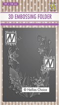 EF3D020 Nellie Snellen 3D Embossingfolder flower frame - Bloemen kader embossing folder mal - 105x148mm