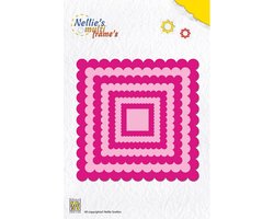 MFD073 snijmal Nellie Snellen - Multi Frame Mal - Golvend vierkant - set 8 mallen