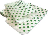 Prigta - Papieren zakjes - 50 stuks - 10x16 cm - wit met groene stipjes - 40 gr/m2 / cadeauzakjes