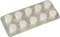 Strip met 10 witte Krups reinigingstabletten met letter K.