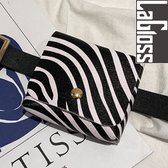 Lagloss Fashion Bag Tas Mode Zebra Zwart Wit - Klein Modisch Heup Riem Tasje - Type Lil Bag - Imitatie leer HeupTas Zebra - 10x9x2.5 cm