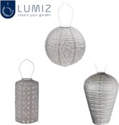 Lumiz Solar Buitenlampionnen - Zilveren Set - Solar Tuinverlichting - 3 stuks