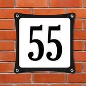 Namengigant Huisnummerbord Emaille-Look - Nummer 55 - Standaard - 10 x 10 cm | incl. schroeven
