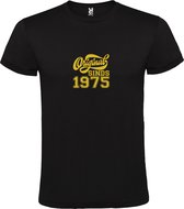 Zwart T-Shirt met “Original Sinds 1975 “ Afbeelding Goud Size L