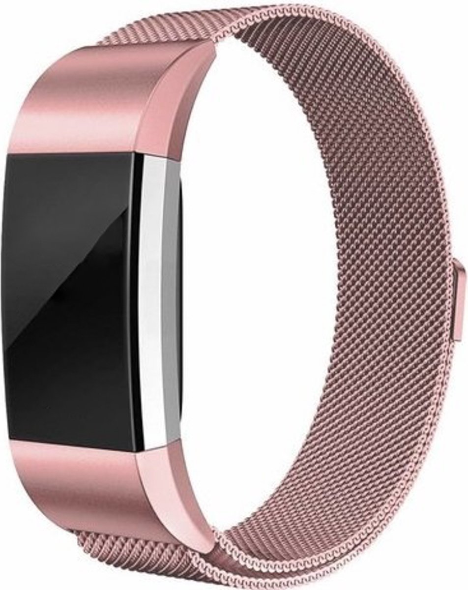 Merkloos Milanees bandje - Fitbit Charge 2 - Roze - Small
