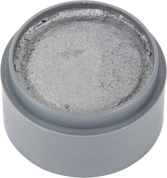 Potje met zilverkleurige glitter schmink, close-up.