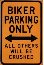 Metalen wandbord Biker Parking only - 20 x 30 cm