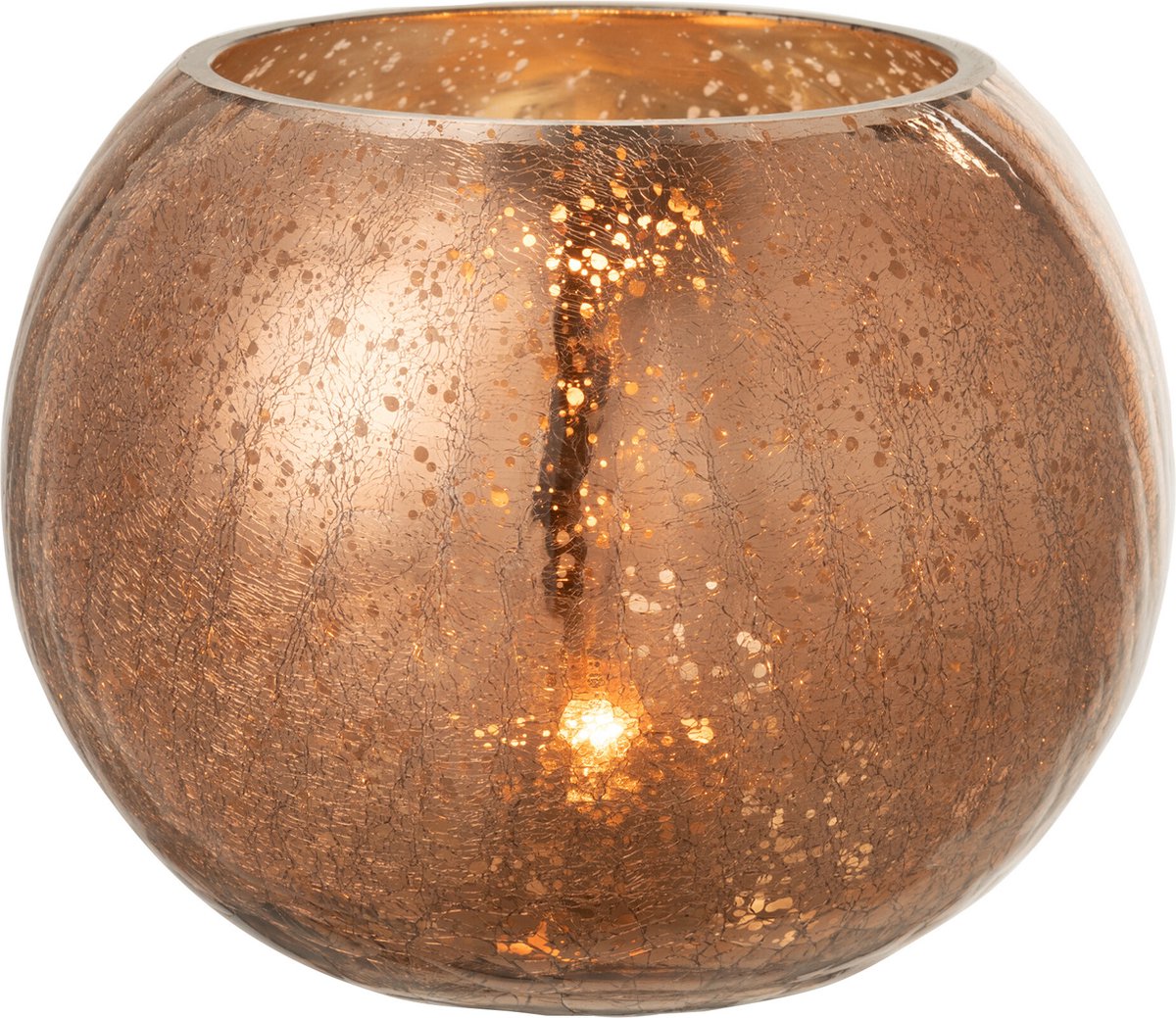 J-Line windlicht Bol Craquelé Parel Effect - glas - bruin - large