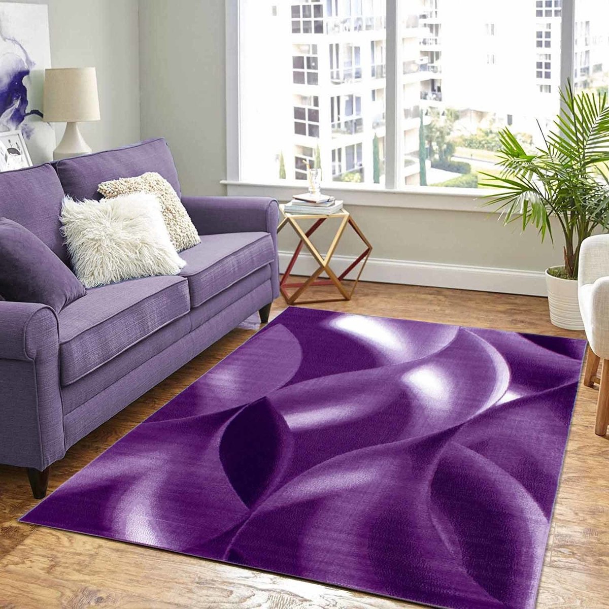 flycarpets Marlon Vloerkleed Modern - Paars - Laagpolig Loper - 80x300 cm