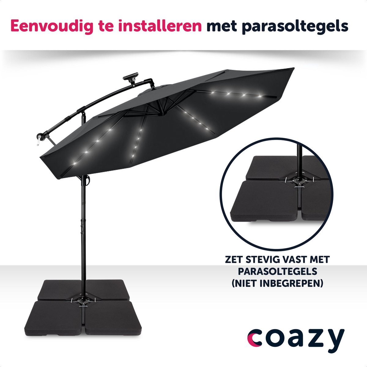 Pro Zweefparasol - 3x3m - Aluminium