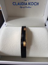 Claudia Koch Bracelet Men Genuine Leather With Stainless Steel, Black Gold