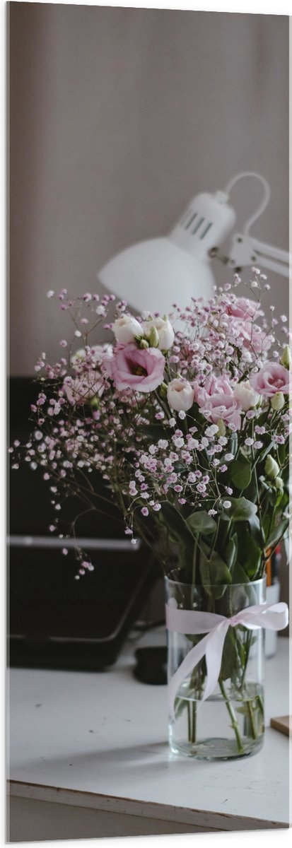 Acrylglas - Bloemen - Boeket - Water - Strik - Lamp - Telefoon - Bureau - Laptop - 50x150 cm Foto op Acrylglas (Wanddecoratie op Acrylaat)