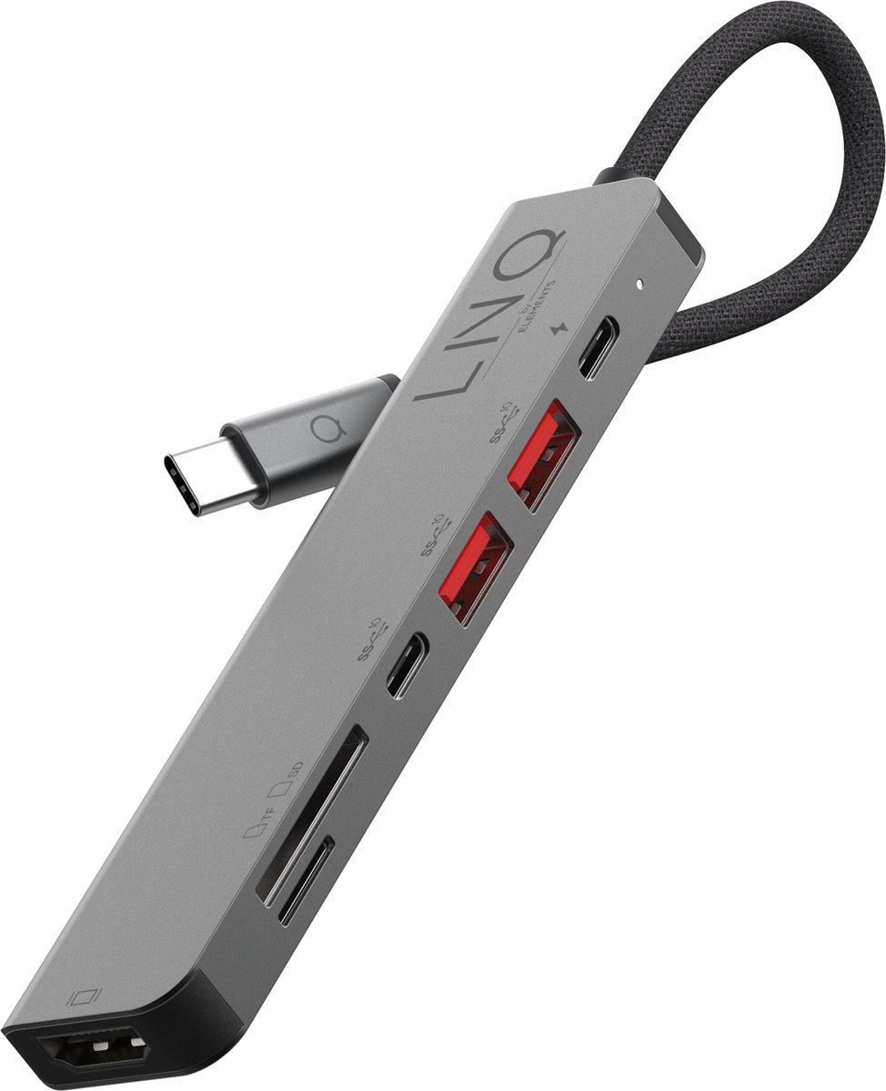 Linq byELEMENTS USB-C 6-in-1 Pro Multiport Hub Station voor notebooks en macbook