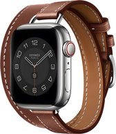 Bracelet Smartwatch en Cuir - Convient pour Apple Watch bracelet double tour en cuir - marron - Strap-it Watchband / Wristband / Bracelet - Taille: 42 - 44 - 45 - 49mm