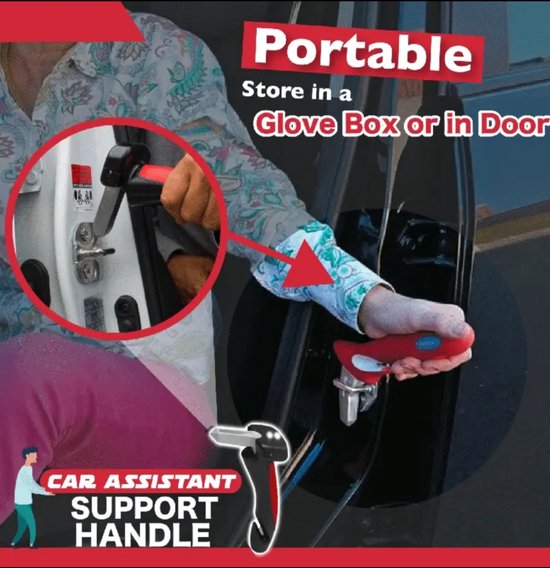 mooderff Car Handle - in- en uitstaphulp auto noodhamer/veiligheidshamer gordelsnijder reddingsgereedschap & opstahulp/uitstappen hulp voor meer comfort en veiligheid blauw