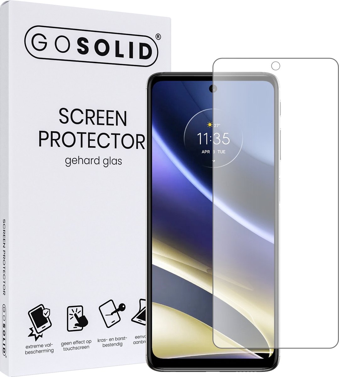 GO SOLID! ® Screenprotector geschikt voor Motorola Moto G51 gehard glas
