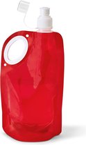Waterfles/drinkfles/sportbidon opvouwbaar - rood - kunststof - 770 ml - schroefdop - waterzak