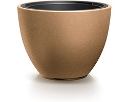 Prosperplast Plantenpot/bloempot Sevilla - buiten/binnen - kunststof - hout/beige - D39 x H30 cm - met binnenpot