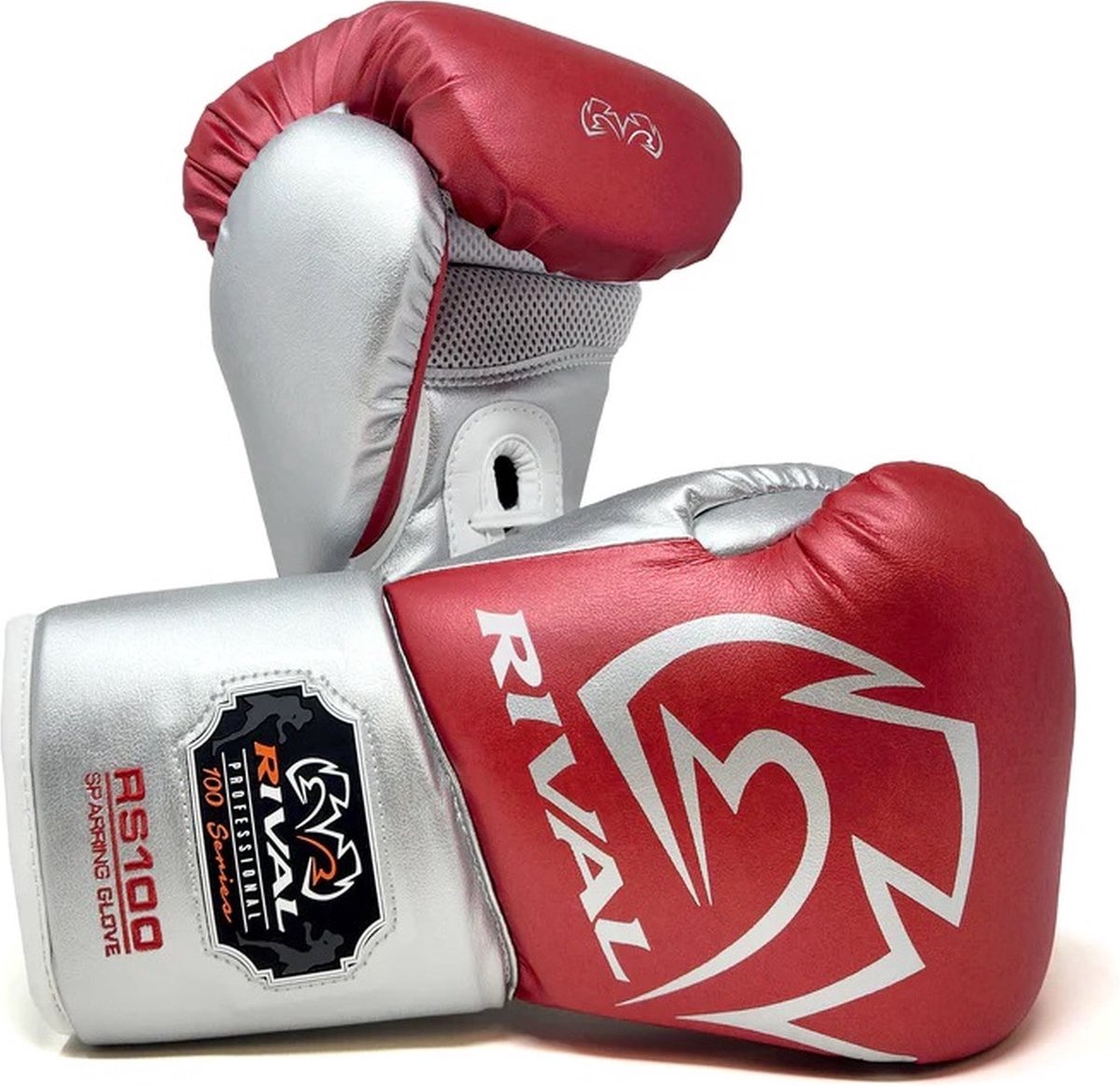 Rival RS100 Professional Sparring Bokshandschoenen – Multi‑Layer Foam – Wrist Lock 2™ – Rood/Zilver - 14 OZ
