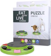 Eat Slow Live Longer Puzzle Circle - Jouets d' Intelligence pour chiens - speelgoed pour chiens - Puzzle difficile pour chien - Matériaux recyclés - 27x27x5 cm - Vert