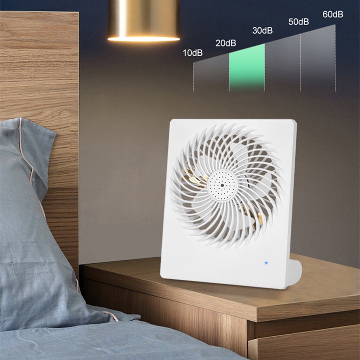 Stijlvolle en handige oplaadbare miniventilator - 3 instelbare snelheden-USB opladerbaar-wit -152x42x185mm — afbeelding 11