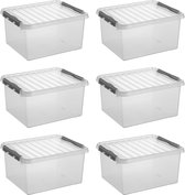 Sunware - Q-line opbergbox 36L - Set van 6 - Transparant/grijs