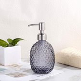 Zeepdispenser Navulbare dispenser voor vloeibare zeep Glas en roestvrijstalen mondstuk voor afwasmiddel, shampoolotion, badkamerwerkblad, keuken, wasruimte (grijs)