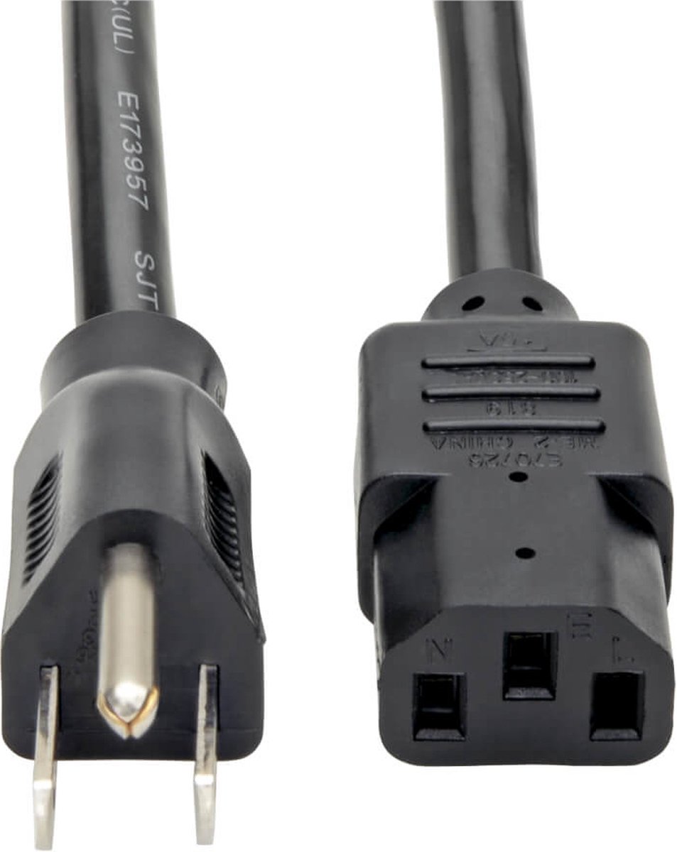 Tripp Lite NEMA 5-15P, IEC-320-C13, 12ft 3.7m NEMA 5-15P C13 coupler Zwart