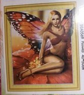Diamond painting op canvas - In kader diamond painting - 40 x 50cm - Vrouw met vlindervleugels