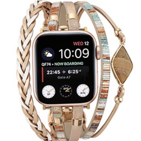 Apple Watch Bohemian Indian style horloge bandje 38/40/41 mm leer en kralen