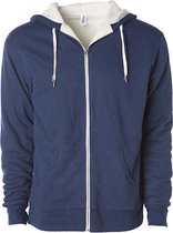 Unisex Sherpa Lined Zip Hoodie Navy - XL